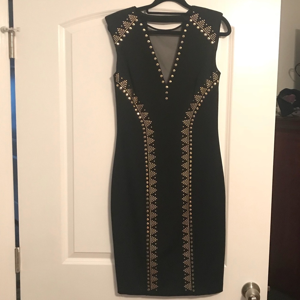Cache Size 8 Black/Gold Cocktail Dress NWT